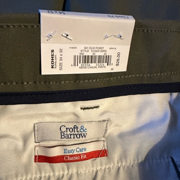 Croft & Barrow Men's The Easy Care Khaki Pants, 34Wx32L‎ (Tan/Khaki) (NWT) - Picture 5 of 7